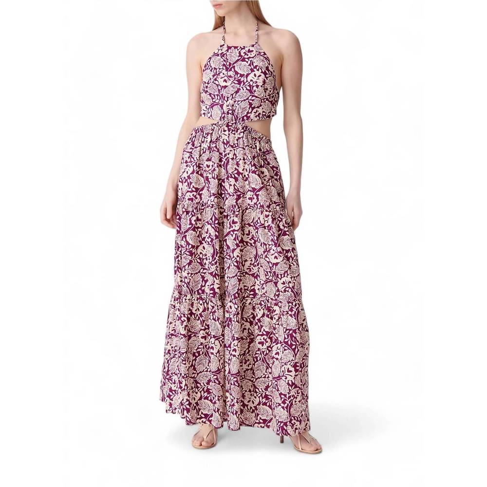 NEW VANESSABRUNO costa robe longue maxi dress in plum